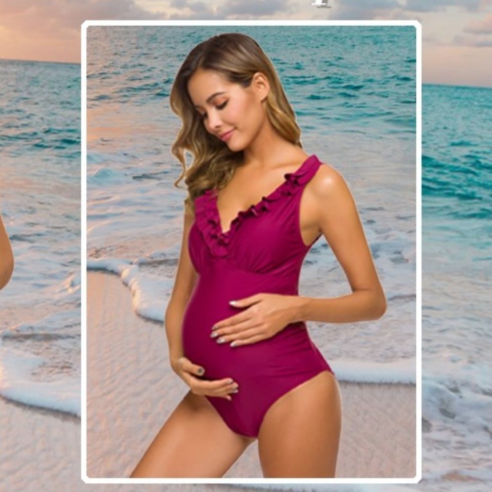 Tempotrek  Maternity Swimsuits Ruffle Flounce